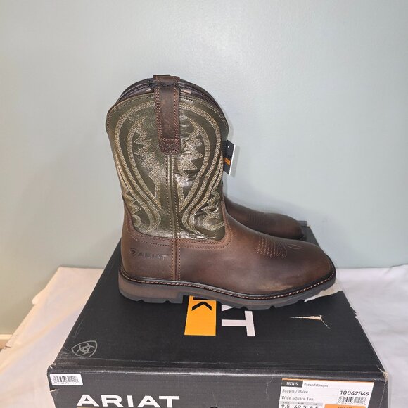 Ariat Men's Groundstomper in Brown/Olive Size 9.5 Wide New in Box